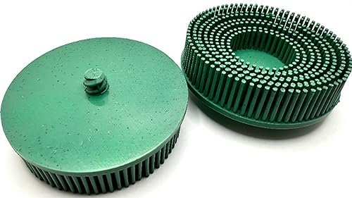 Image of 10 Pack 3 inch 50 Grit Green R-Type Bristle Disc | Ceramic-Aluminum Oxide Abrasive Bristle Disc with Quick Change Roll Lock | Pack of 10 | Green
