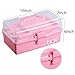 Kinsorcai 12'' Three-Layer Clear Plastic Storage Box with Handle, Craft Tool Box, 3 Layer Pink Tackle Box for Women, Organizer Box for Sewing Art and Cosmetic (Pink)
