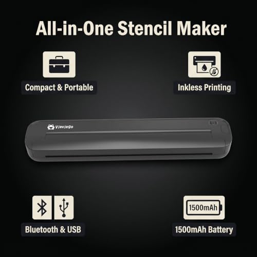 Image of Wireless Thermal Printer Supports A4 Transfer Paper & 8.5 x 11 Inch Thermal Paper, Includes 10 Sheets Thermal Papers & 3 Sheets Transfer Papers, Supports Phone & PC,(Black