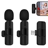 Wireless Microphone for iPhone 16 Pro Max/16e/16 Plus, Mini Lavalier Microphone USB C Wireless Lav Mic for Android Phone Samsung S25 Ultra S24FE S23, iPhone 16 Video Recording,Interview,TikTok,YouTube