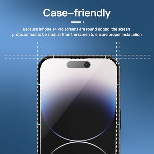 NEW'C 3 Pack Privacy for iPhone 14 Pro Screen Protector (6.1"), Enhanced 28-Degree Privacy Angle, Ultra Durable 9H Hardness, Bubble-Free