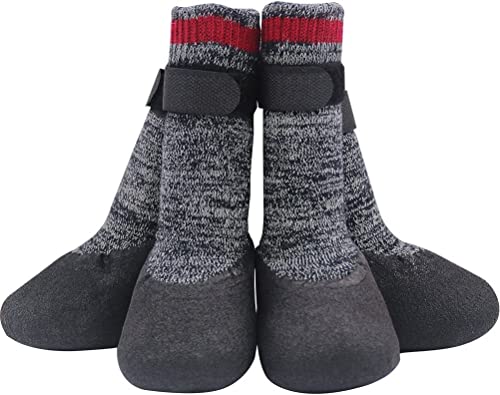 Image of Mihachi Dog Socks Rubber Sole Paw Protectors with Straps Traction Control Anti-Slip Waterproof Boots Winter Paw Protectors