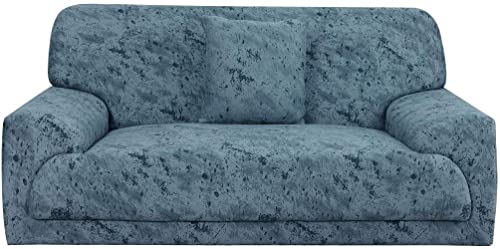 Funda de sofa elastica azul con protector de muebles y funda de almohada de sofa XL 2