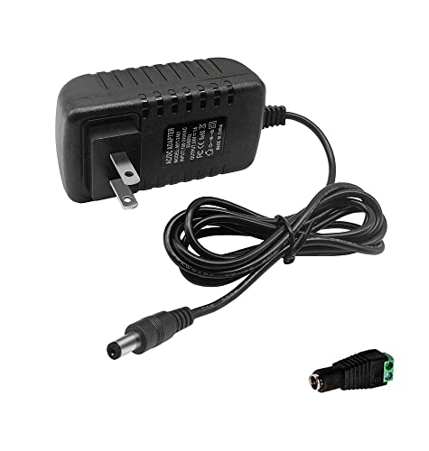 MTYTOT DC 24V 1A Power Supply Adapter 24W AC Adapter 100-240V 50-60Hz to DC 24 Volts 1Amp 4.6ft Power Cord Transformer with 5.5mm X 2.5mm/2.1mm US Plug for DC24V 1A LED Strip Light CCTV Camera