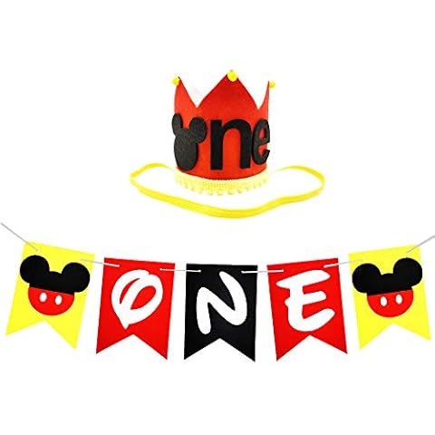 CHuangQi 1st Birthday High Chair Banner & Party Crown/Hat Cover