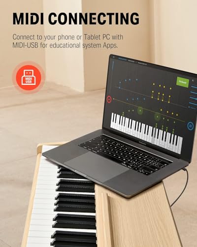 Image of Donner DDP-80 Digital Piano 88 Key Weighted Keyboard, Full-size Electric Piano for Beginners, with Sheet Music Stand, Triple Pedal, Power Adapter, Supports USB-MIDI Connecting, Natural Wood Color