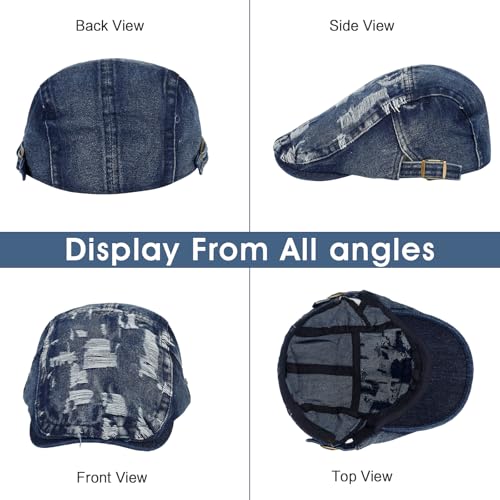 Image of 3Pcs Men's Newsboy Caps Cotton Cooling Hat Adjustable Flat Cap for Men