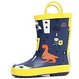 RAINANGEL Toddler Rain Boots with Easy-On Handles, Waterproof Kids Rain Boots for Girls & Boys, Fun Printed & Colors Unisex-Child Outdoor Boots, Size 13