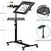 Panta Height Adjustable Rolling Laptop Stand, Overbed Table with 2 Tilting Desktops, Mobile Laptop Table for Couch with Cup Holder, Mobile Computer Workstation for Office, Home and Hospital