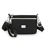 Kaiyzo Borsa Donna Tracolla, Borsa Piccola Donna Leggera, Nylon Impermeabile Crossbody Bag, Borsetta con Tracolla Regolabile, Borsello Nera per Telefono, Portamonete, per Shopping Lavoro Viaggio
