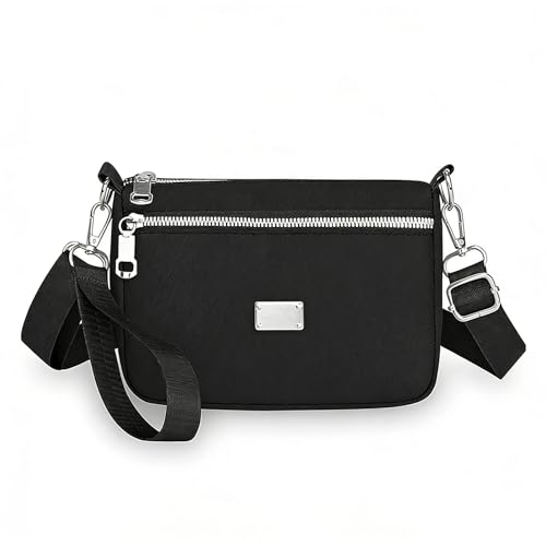 Kaiyzo Bolso Bandolera Mujer, Bolso de Mano Pequeño Mujer Ligero, Bolsos Cruzado Nylon Impermeable con Correa Ajustable, Bandolera Casual Negro, Bolsa Movil, para Trabajo Viajar Compras Uso Diario Kaiyzo Bolso Bandolera Mujer, Bolso de Mano Pequeño Mujer Ligero, Bolsos Cruzado Nylon Impermeable con Correa Ajustable, Bandolera Casual Negro, Bolsa Movil, para Trabajo Viajar Compras Uso Diario
