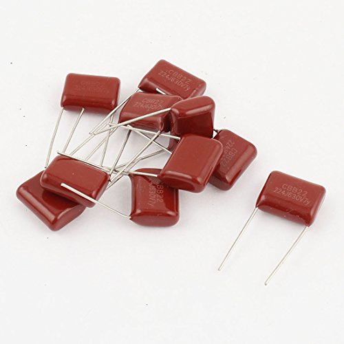 Sourcingmap 10pcs 224J 630V 0.22uF 5% Metallized Polyester Film Capacitors CBB22