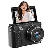 AiMike 8K WIFI転送機能 デジタルカメラ スマホに送れる デジカメ 8800万画素 180度回転可ディスプレイ 64GBマイクロSDカード付き 48MP有効画素数18倍デジタルズーム オートフォーカス機能 ウェブカメラ 18種類フィルター 自撮り便利 3インチ大画面 バッテリー2枚 コンパクト 子供や初心者向け 子供の日 クリスマスプレゼント ブラック