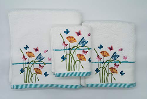 Lex's Linens Floral & Butterfly Embroidered Bath Towel - Image 3