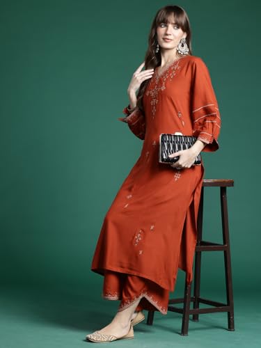 Image of INDO ERA Womens Viscose Rayon Printed Kurta Pant Set