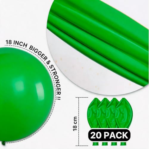 Image of PartyWoo Green Balloons 20pcs 18 Inch Green Latex Helium Balloons for Birthday Baby Shower Graduation Engagement Wedding Dinosaur Jungle Golf Football Baseball Theme Party Decorations Green-Y24