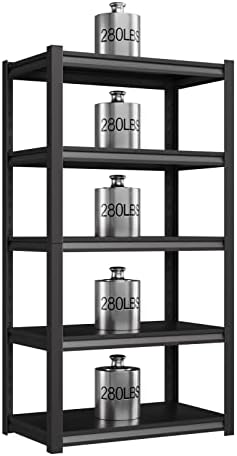 heycode Heavy Duty Garage Storage Shelves, 5 Tier Adjustable Metal Shelving Unit, Utility Rack Shelf for Garage Basement Kitchen Warehouse 63" H x 34" W x 18" D (5-Tier)