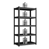heycode Heavy Duty Garage Storage Shelves, 5 Tier Adjustable Metal Shelving Unit, Utility Rack Shelf
