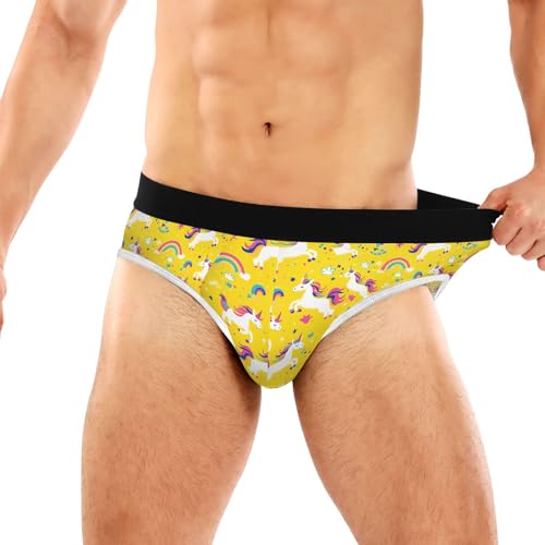 Classic Men's Underwear Briefs Unicorn Yellow Rainbow Breathable and Soft Comfort Triangle Underwear Men3