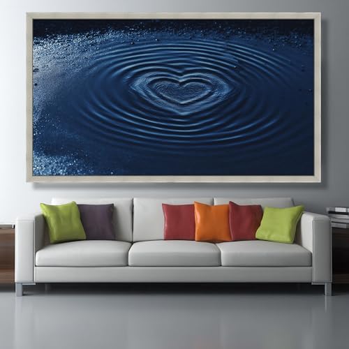 Tableau vagues bleues abstraites décoration murale moderne 70x110 - 4