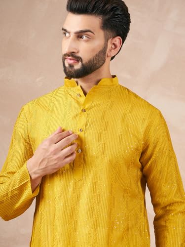 Image of Amazon Brand - Tavasya Men Maroon Self-Design Sequinned