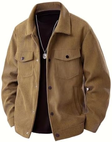 JMSUN Jaqueta Masculina de Veludo Cotelê, Casaco Gola Reversa com...