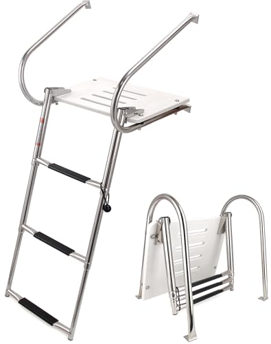 Mojiate 3-Step ABS Telescoping Boat Ladder | Stainless...