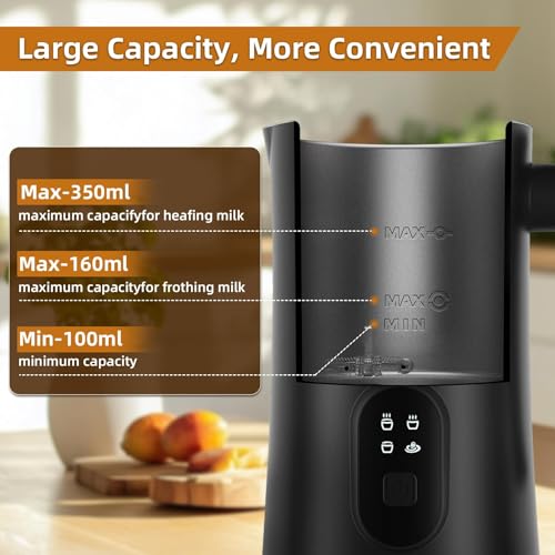 Image of Milk Frother, 4-in-1 Electric Milk Steamer, 350ml /11.8oz Automatic Frother for Coffee, Warm and Cold Foam Maker for Latte, Cappuccino and Hot Chocolate (Black)