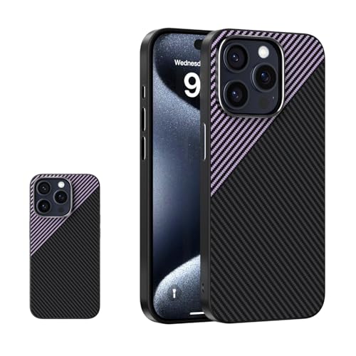 Coque iPhone 15 Pro Max en fibre de carbone violette idéale au quotidien