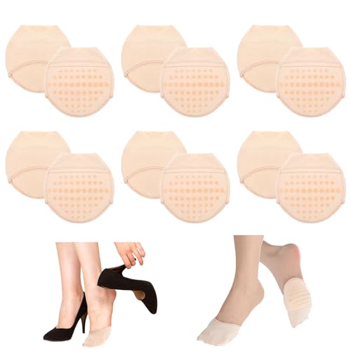 6 Pairs Toe Covers for Women, Toe Socks with Padding Cushion No Show Socks Half Sock for Women Mules