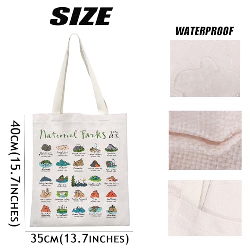 MEIKIUP USA National Parks Tote Bag Nature Lover Gift Outdoor Adventure Mountain Gift Hiker Biker Camper Gift for Her 6
