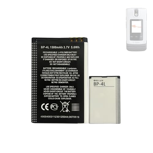 HIGHAKKU Batería de repuesto BP-4L compatible con No-kia 6650f, 6760s, E52, E55, E61i, E71, E72,...