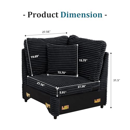 Sillón Modular Esquinero Peluche Negro miniatura 2