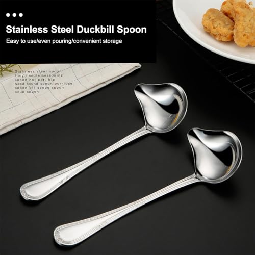2 Piece Stainless Steel Duckbill Spoon,Saucier Sauce Soup Spoon, Gravy Ladle with Pouring Spout Drizzle Spoon, Ladle Spoon for Sauce Serving - Image 3