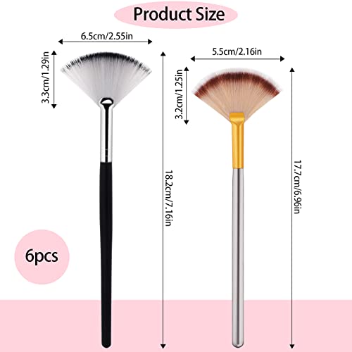 6 Pieces Fan Facial Brushes Slim Soft Face Mask Brush Applicator Face Mask Brush Esthetician Brush Cosmetic Tools With Handle For Mud Clay Mask, Makeup Peel #TOP1