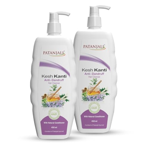 Image of Patanjali Kesh Kanti Anti-Dandruff Shampoo 450ml, Herbal Hair Cleanser for Dandruff Control (Pack of 2)
