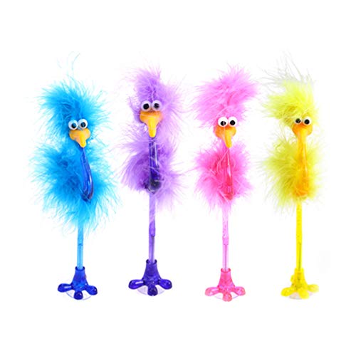 Amosfun 4 pcs en Plastique Stylo à Bille Forme d'autruche Signature stylos Dessin animé stylos pour stylos d'écriture pour fête de Mariage (Couleur...