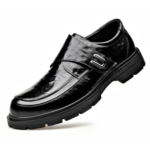 Men's Classic Slip - on Genuine Cowhide Leather Penny Loafers, Ideal for Business - Casual Work and Daily Office Wear (black1524,8.5)