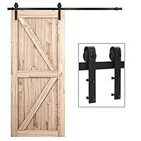 ETIASQSA 200CM/6.6FT Schiebetürbeschlag Schiebetürsystem Gleitschiene Holzschiebetür Schwarz Geeignet für individuelle Schiebetüren