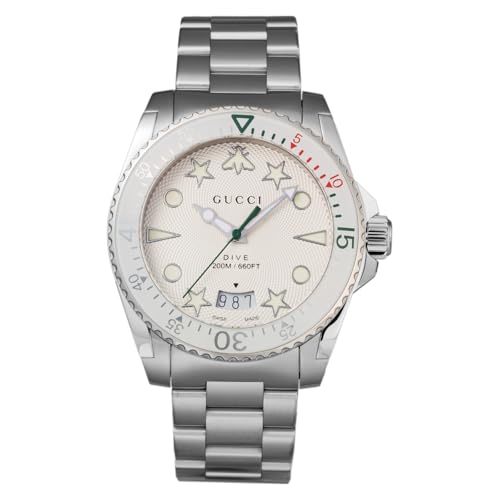 [GUCCI(�O�b�`)] �����Y �r���v DIVE YA136336 �N�H�[�c �z���C�g �X�e�����X�X�`�[�� �T�t�@�C�A�K���X [���s�A���i]