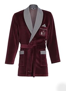 Revise Kurzer Morgenmantel für Herren RE-111 Velour Bademantel - Bordeaux C1 - Gr. XL