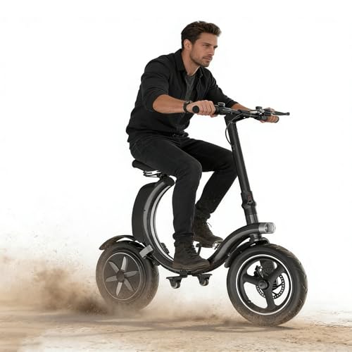 aKpJhgD Adults Electric Bike,14-Inch Foldable Electric Scooter,with App,36v 10ah Removable Battery,LCD Panel,Range up to 40km