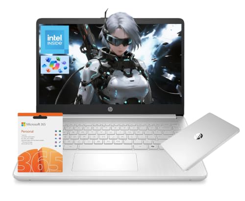 Image of HP 14 inch Laptop, Intel N150 Processor (Beat i3) 4GB RAM 128GB UFS Storage, 1-Year Office 365 Copilot AI Win11 WiFi6 Computer for Designer Business Student Work