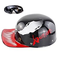 Half Helmet Motorcycle Helmet, Jet Helmet Half Shell Helmet with DOT/ECE Certification, Retro Braincap Half Shell Scooter Helmet Scooter Helmet for Bicycle Moped Scooter Helmet C
