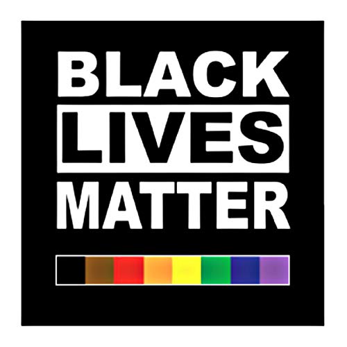 Black Lives Matter Vinyl Sticker with Rainbow Bar (Set of 2 Stickers) LGBTQ 4x4 inch