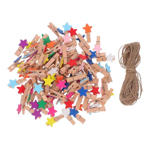 DECHOUS Pinzas Decorativas Ropa de Madera Mini Pinzas para Tendedero 35X07 CM Forma de Estrella Coloridas Paquete de 150 Unidades para Secar Ropa y Manualidades