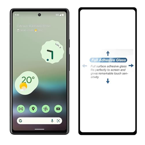 Image of POPIO Military-Grade Gorilla Tempered Glass For Google Pixel 6A (Black) With Edge-To-Edge Protector Coverage And Easy Installation Kit