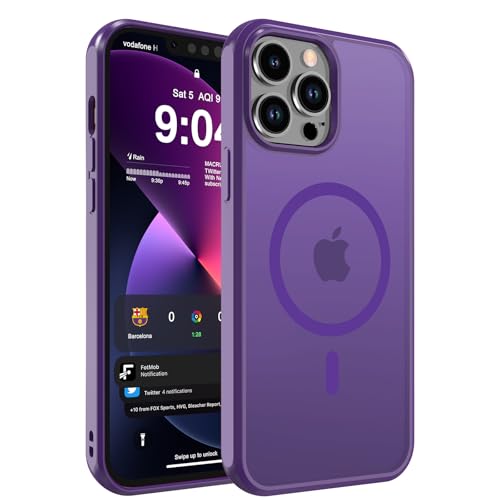 Coque iPhone 15 Pro MagSafe antichoc et mate violet foncé DEERLAMN