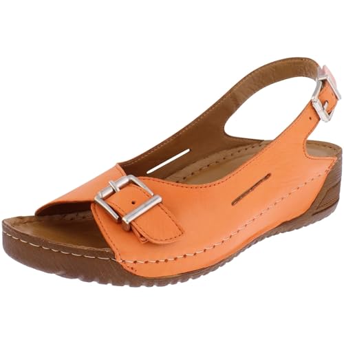 Sandales compensées Adesso Honey en cuir à bout ouvert, finitions boucles haut de gamme