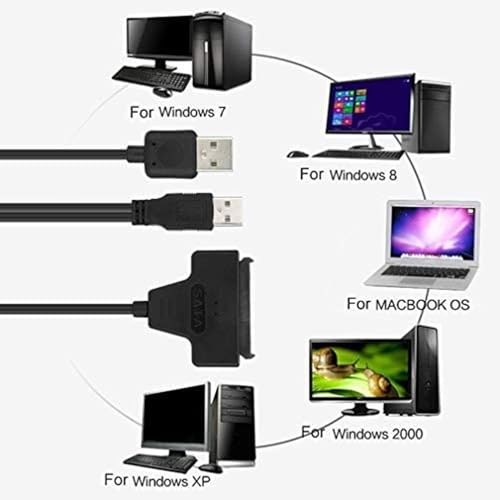 SATA to USB 2.0 Cable Adapter for 2.5" HDD SSD Hard Drive Connector 22 Pin 7+15 SATA 1 2 3 External Converter - Thumbnail 2